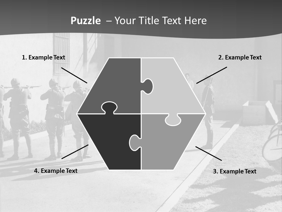 A Group Of Soldiers Standing In Front Of A Building PowerPoint Template