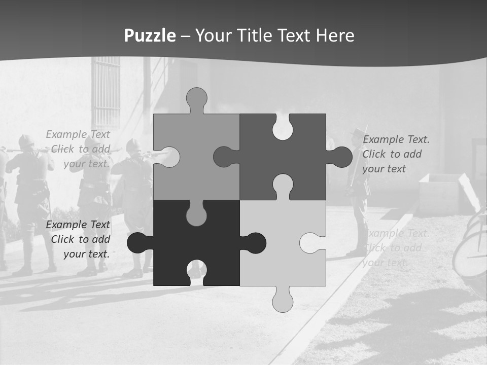 A Group Of Soldiers Standing In Front Of A Building PowerPoint Template