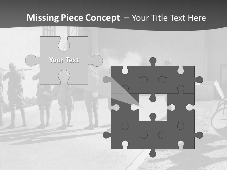 A Group Of Soldiers Standing In Front Of A Building PowerPoint Template