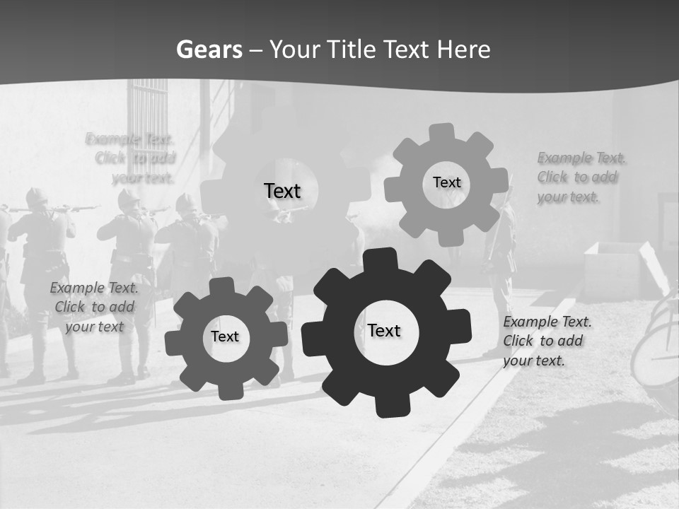 A Group Of Soldiers Standing In Front Of A Building PowerPoint Template