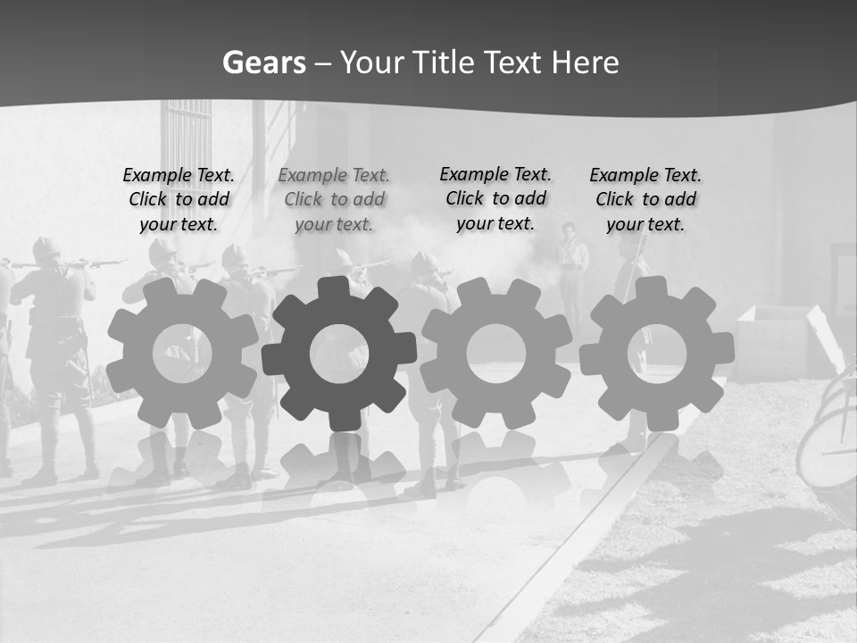 A Group Of Soldiers Standing In Front Of A Building PowerPoint Template