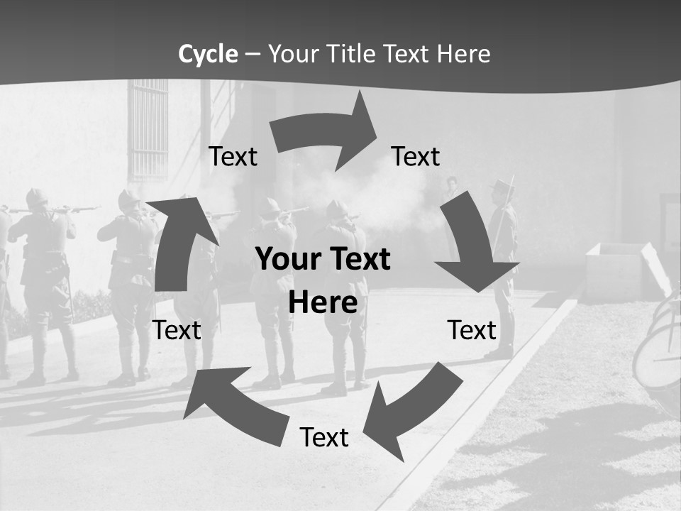 A Group Of Soldiers Standing In Front Of A Building PowerPoint Template