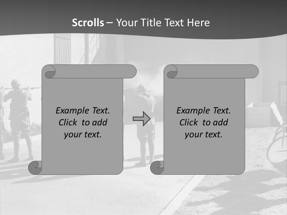 A Group Of Soldiers Standing In Front Of A Building PowerPoint Template