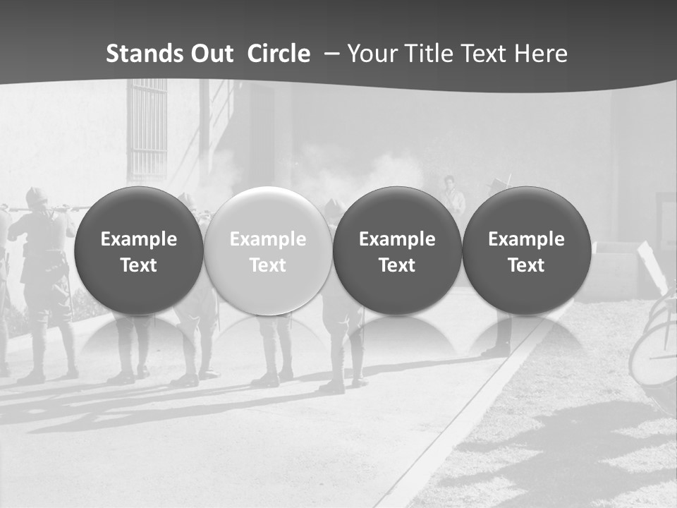 A Group Of Soldiers Standing In Front Of A Building PowerPoint Template