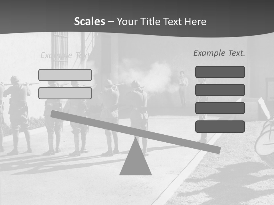 A Group Of Soldiers Standing In Front Of A Building PowerPoint Template