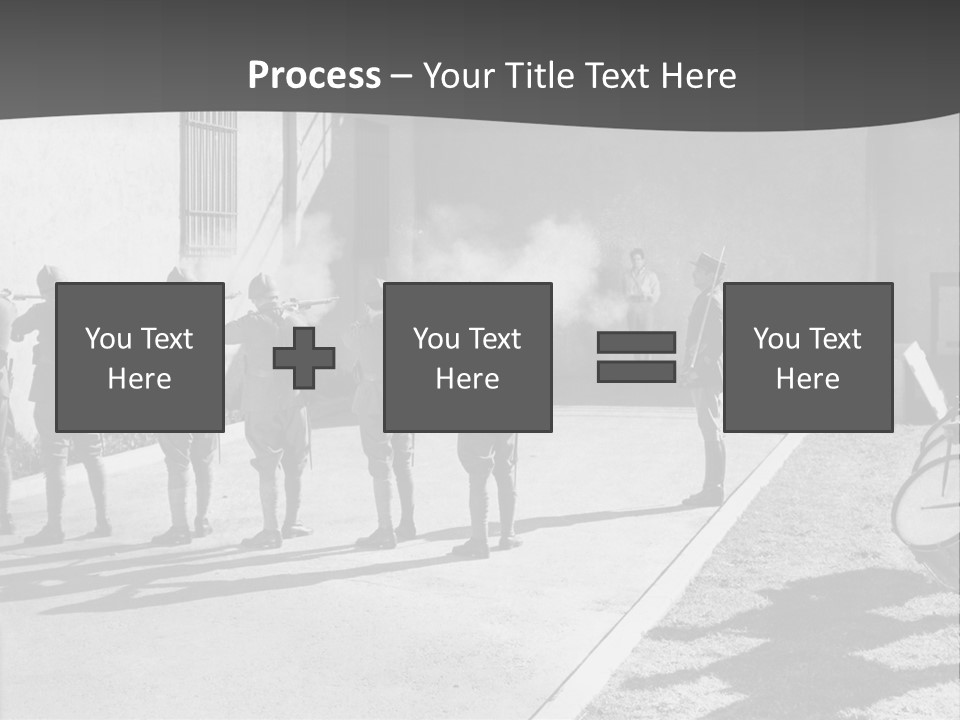 A Group Of Soldiers Standing In Front Of A Building PowerPoint Template
