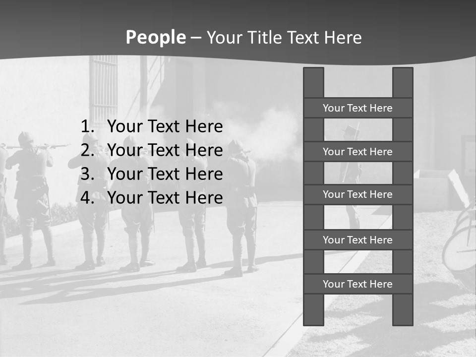 A Group Of Soldiers Standing In Front Of A Building PowerPoint Template