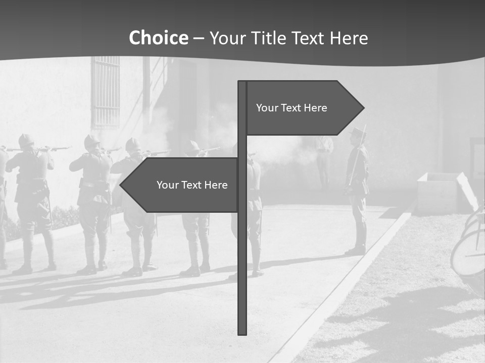 A Group Of Soldiers Standing In Front Of A Building PowerPoint Template