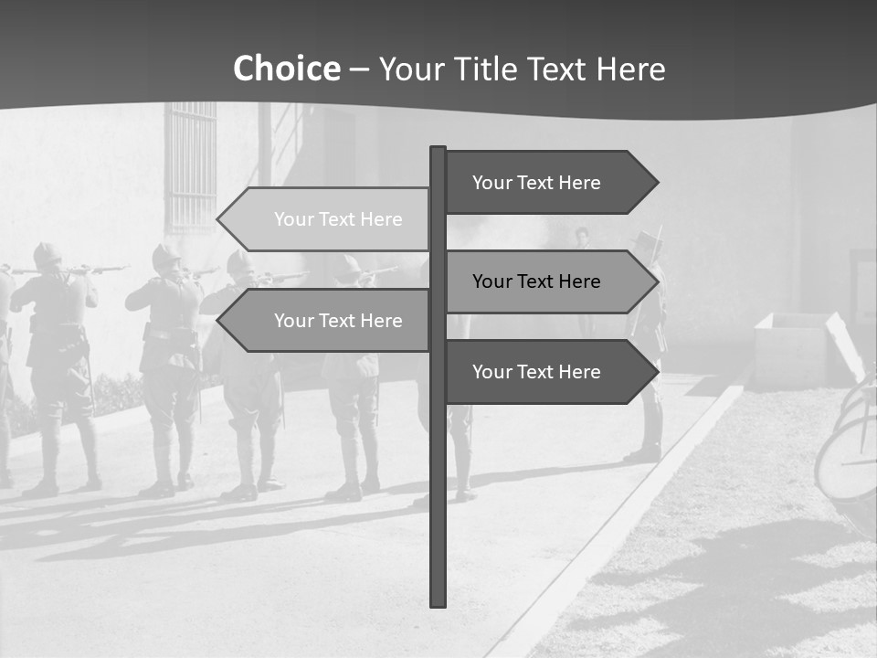 A Group Of Soldiers Standing In Front Of A Building PowerPoint Template
