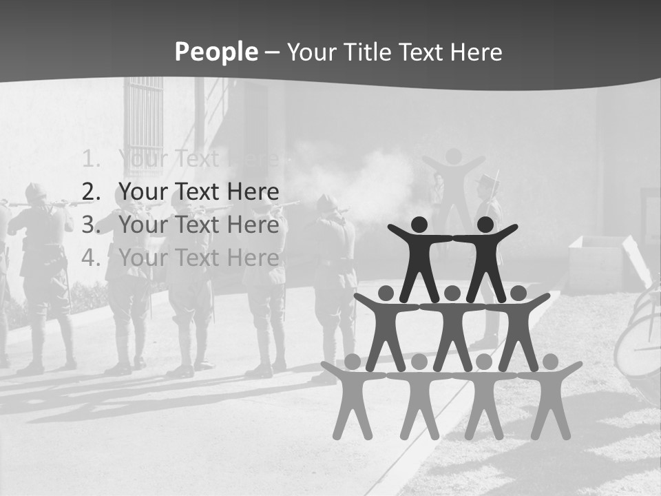 A Group Of Soldiers Standing In Front Of A Building PowerPoint Template