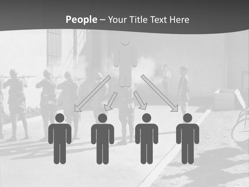 A Group Of Soldiers Standing In Front Of A Building PowerPoint Template