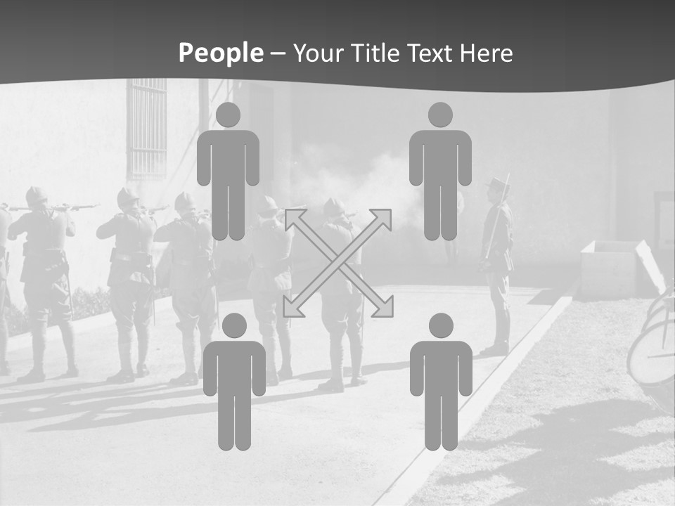 A Group Of Soldiers Standing In Front Of A Building PowerPoint Template