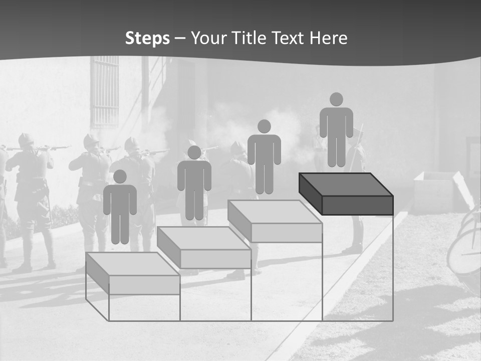 A Group Of Soldiers Standing In Front Of A Building PowerPoint Template
