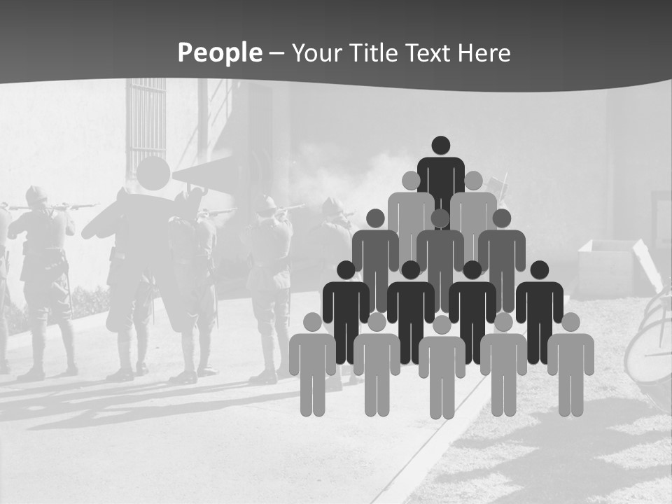 A Group Of Soldiers Standing In Front Of A Building PowerPoint Template
