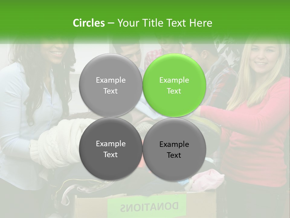 A Group Of People Standing Around A Pile Of Clothes PowerPoint Template