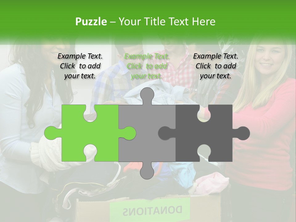 A Group Of People Standing Around A Pile Of Clothes PowerPoint Template