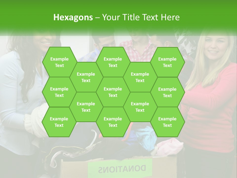 A Group Of People Standing Around A Pile Of Clothes PowerPoint Template