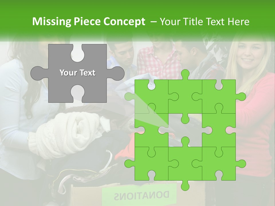 A Group Of People Standing Around A Pile Of Clothes PowerPoint Template