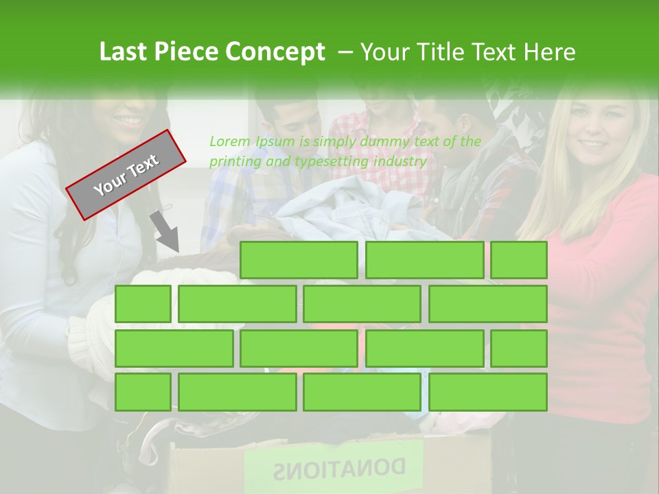 A Group Of People Standing Around A Pile Of Clothes PowerPoint Template