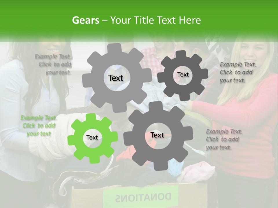 A Group Of People Standing Around A Pile Of Clothes PowerPoint Template