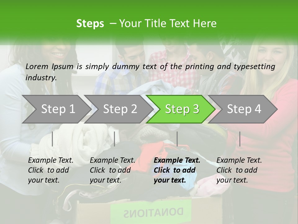 A Group Of People Standing Around A Pile Of Clothes PowerPoint Template