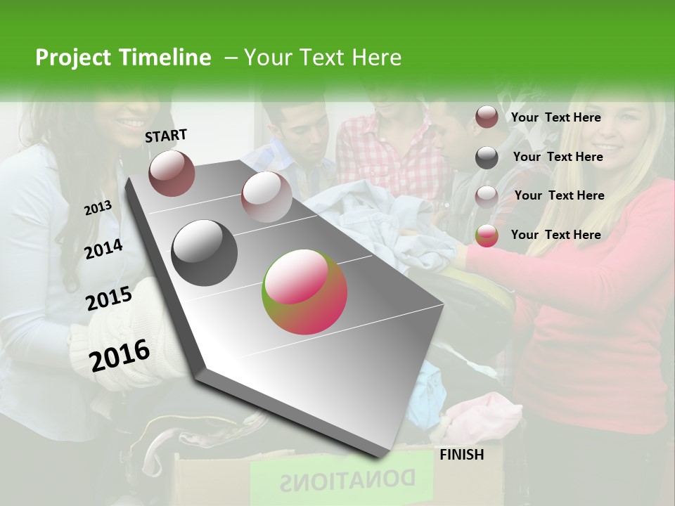 A Group Of People Standing Around A Pile Of Clothes PowerPoint Template