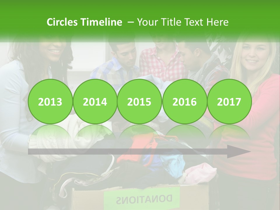 A Group Of People Standing Around A Pile Of Clothes PowerPoint Template