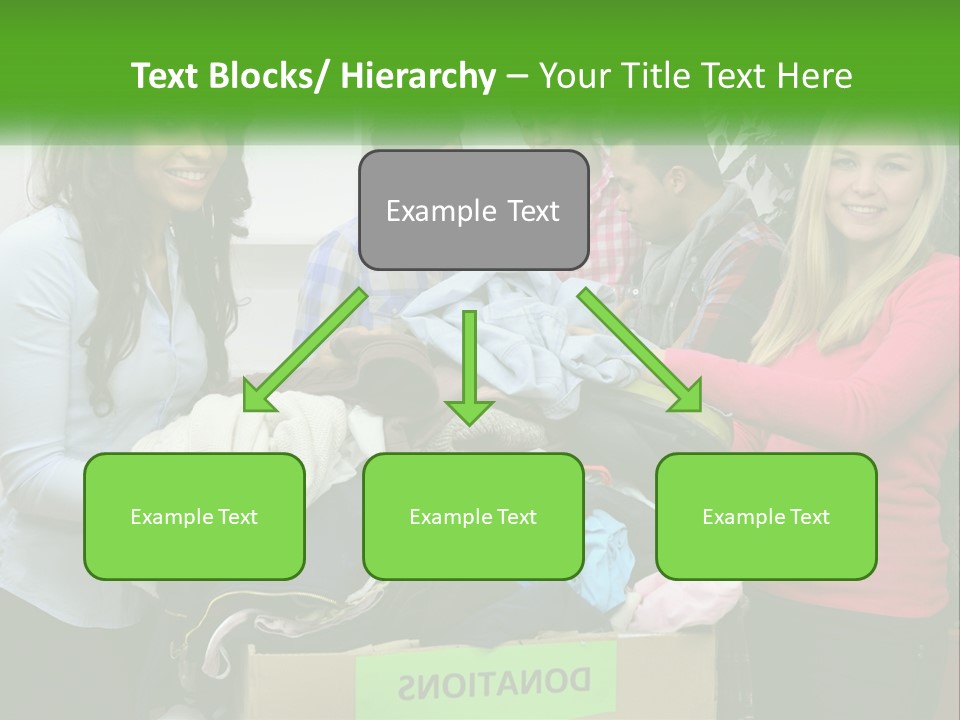 A Group Of People Standing Around A Pile Of Clothes PowerPoint Template