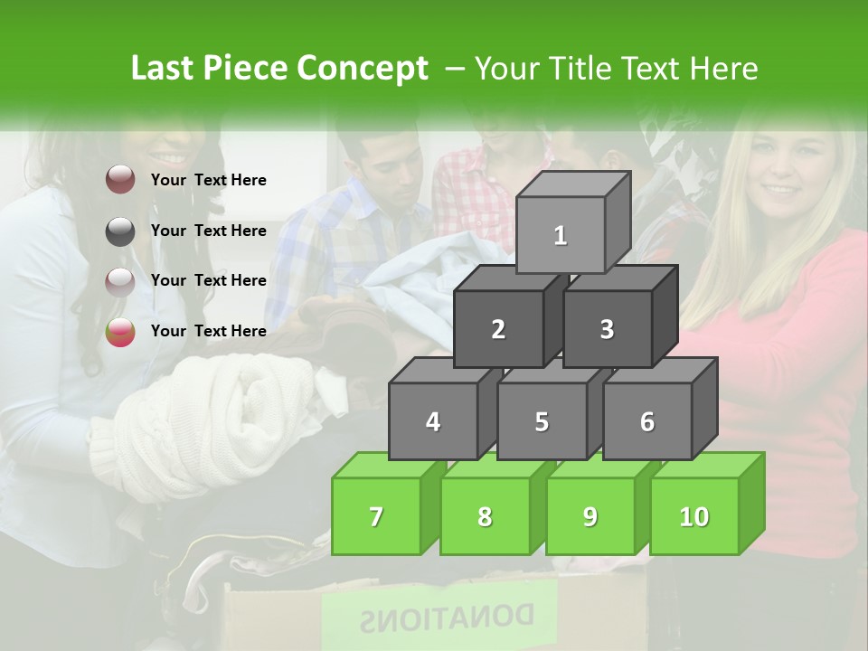 A Group Of People Standing Around A Pile Of Clothes PowerPoint Template