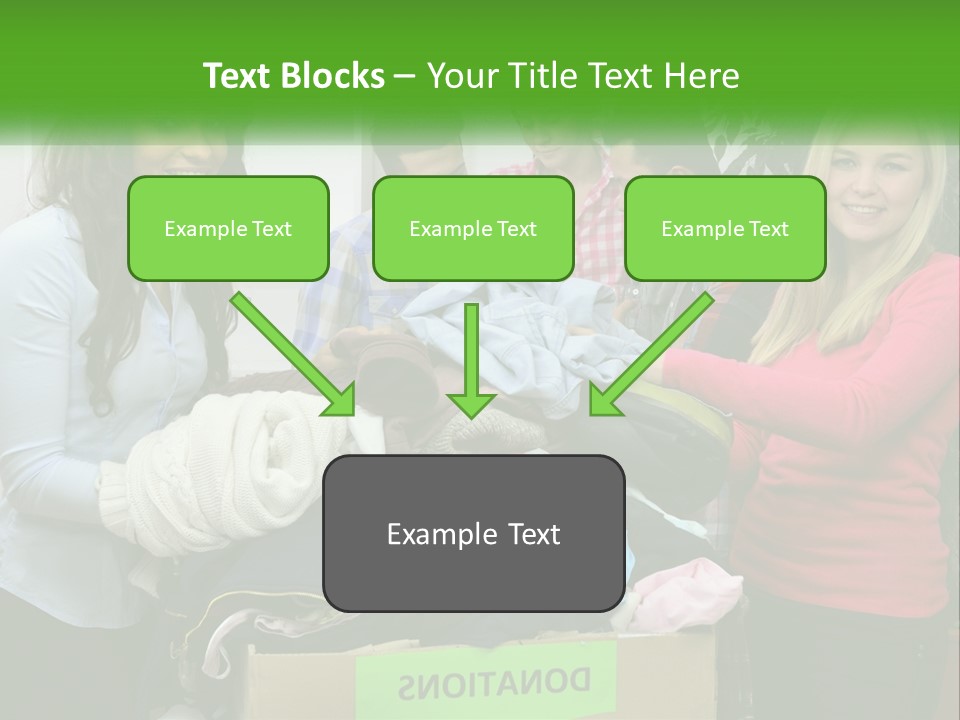 A Group Of People Standing Around A Pile Of Clothes PowerPoint Template