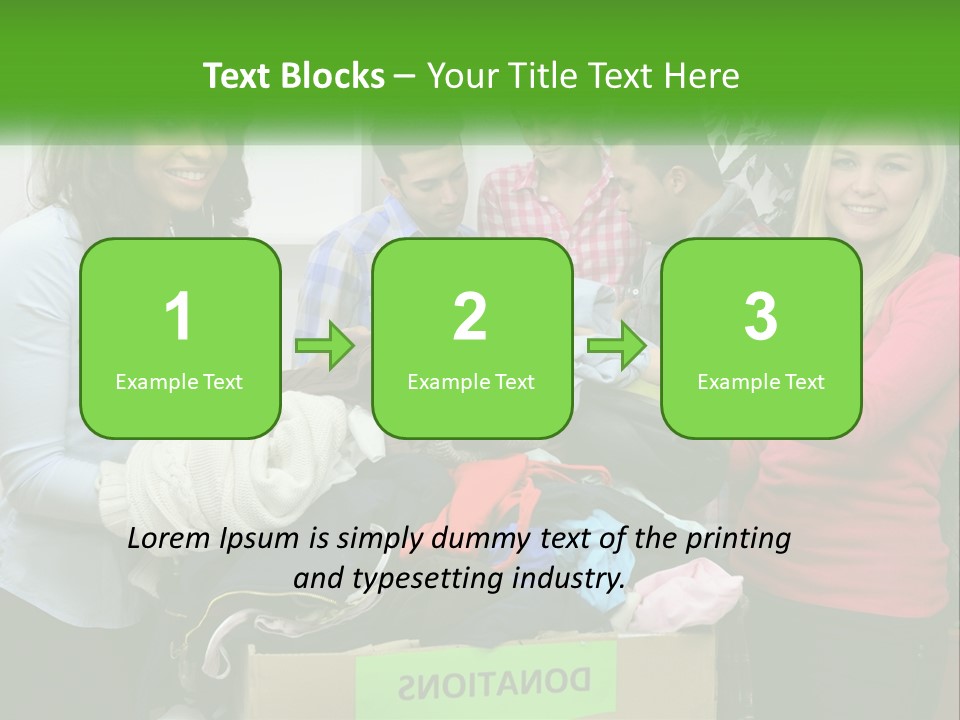 A Group Of People Standing Around A Pile Of Clothes PowerPoint Template