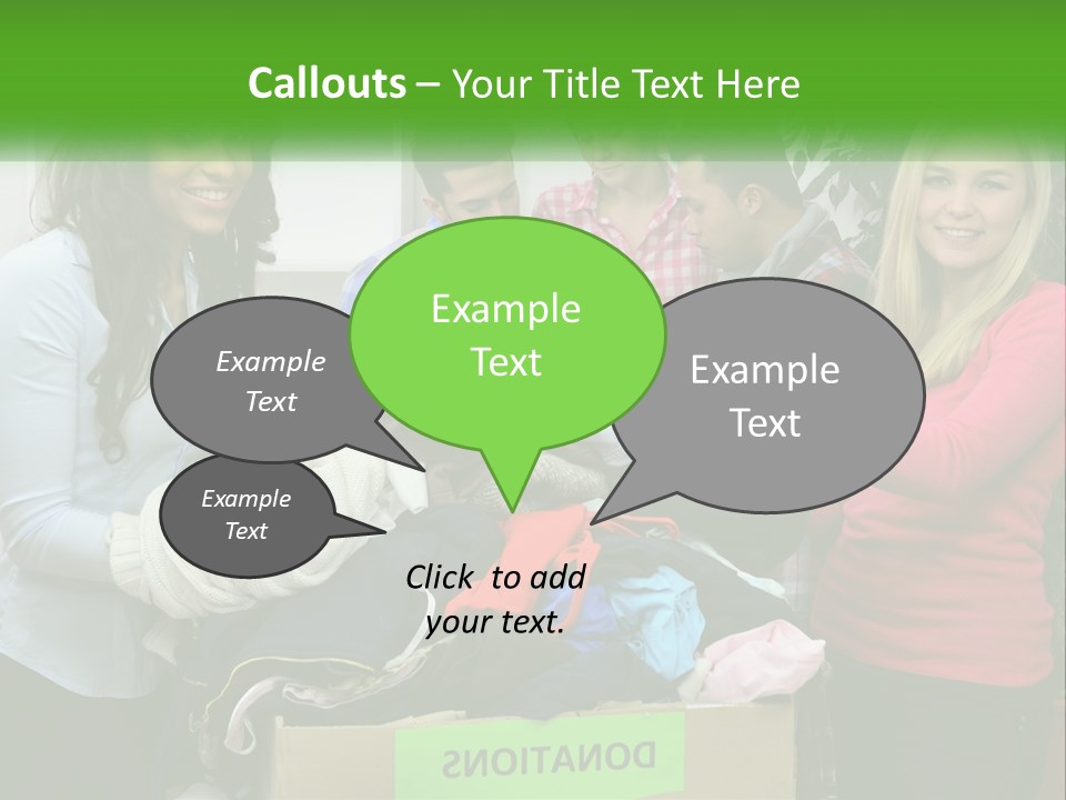 A Group Of People Standing Around A Pile Of Clothes PowerPoint Template