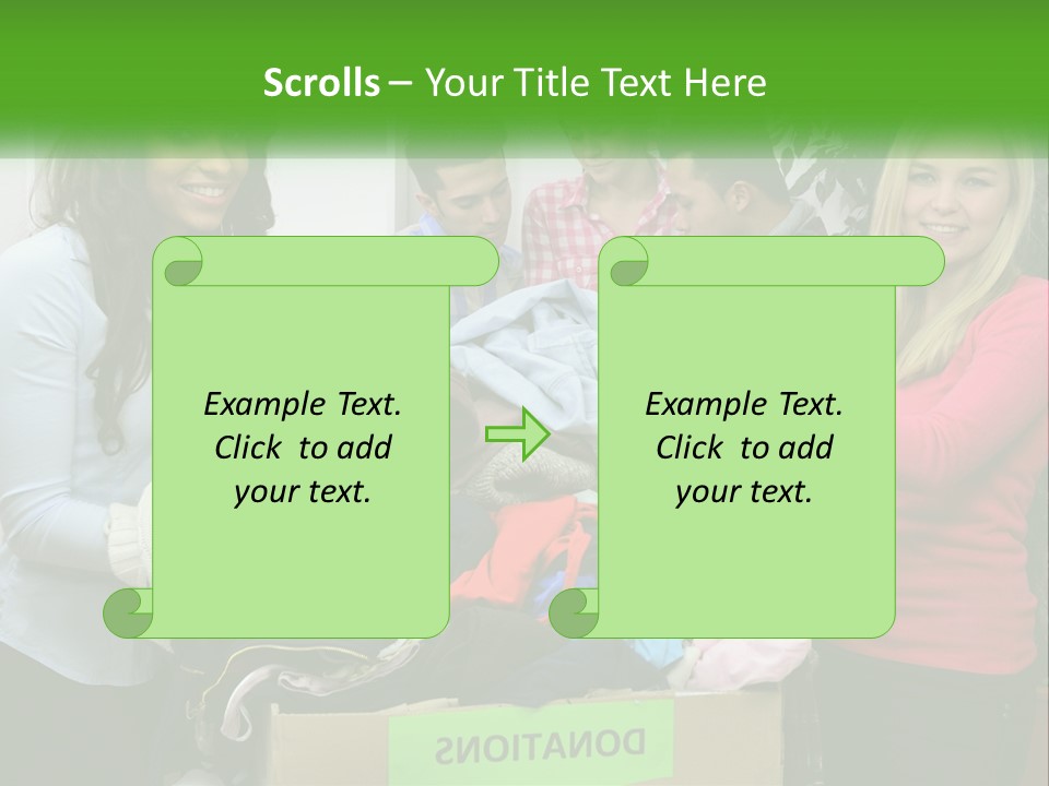 A Group Of People Standing Around A Pile Of Clothes PowerPoint Template