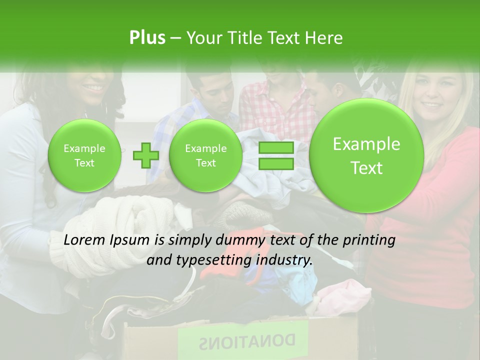 A Group Of People Standing Around A Pile Of Clothes PowerPoint Template