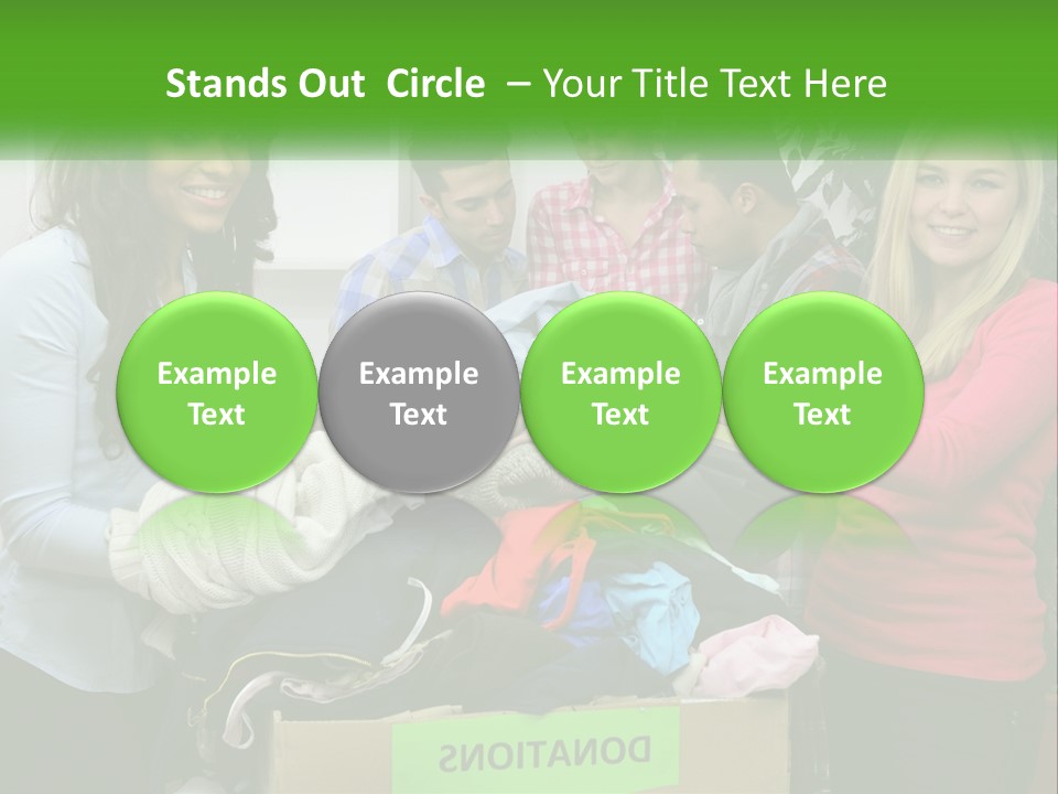 A Group Of People Standing Around A Pile Of Clothes PowerPoint Template