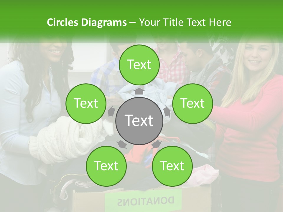 A Group Of People Standing Around A Pile Of Clothes PowerPoint Template