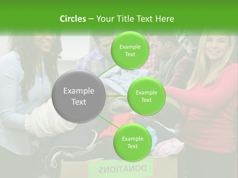 A Group Of People Standing Around A Pile Of Clothes PowerPoint Template