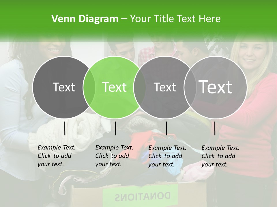 A Group Of People Standing Around A Pile Of Clothes PowerPoint Template