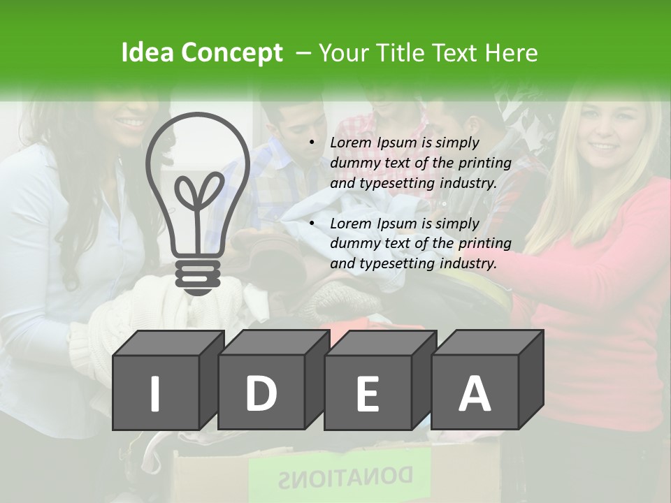 A Group Of People Standing Around A Pile Of Clothes PowerPoint Template