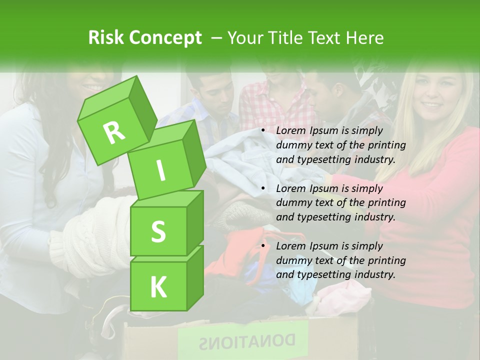 A Group Of People Standing Around A Pile Of Clothes PowerPoint Template