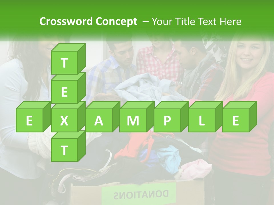 A Group Of People Standing Around A Pile Of Clothes PowerPoint Template