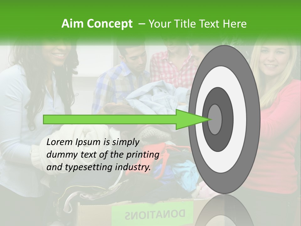 A Group Of People Standing Around A Pile Of Clothes PowerPoint Template