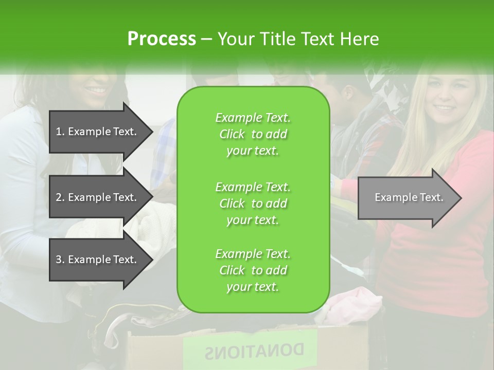 A Group Of People Standing Around A Pile Of Clothes PowerPoint Template