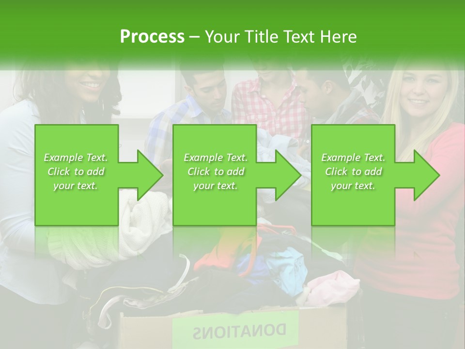 A Group Of People Standing Around A Pile Of Clothes PowerPoint Template