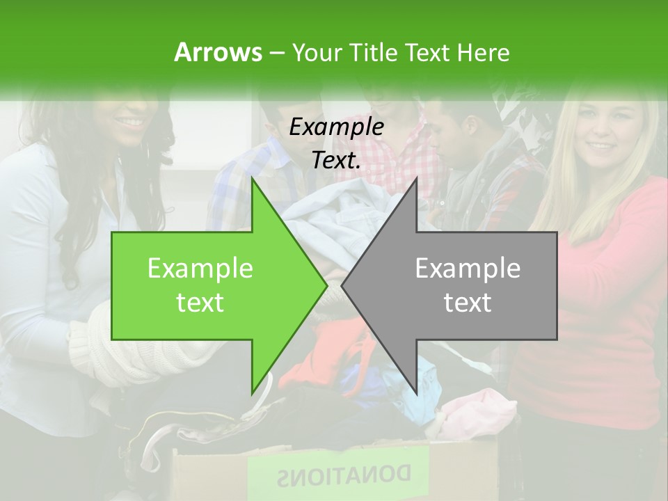 A Group Of People Standing Around A Pile Of Clothes PowerPoint Template