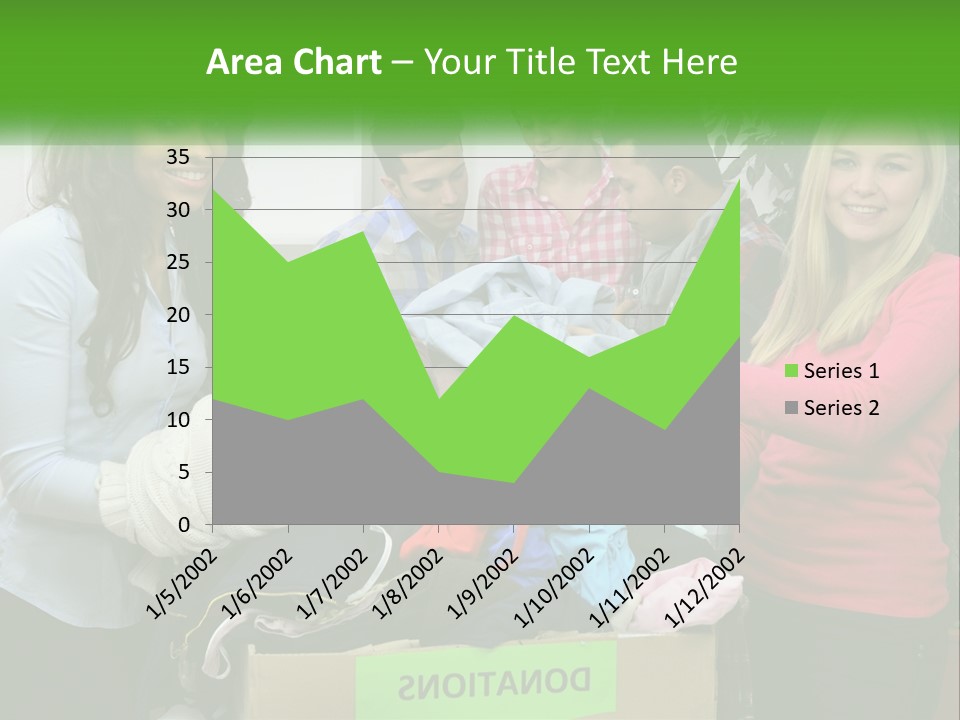 A Group Of People Standing Around A Pile Of Clothes PowerPoint Template