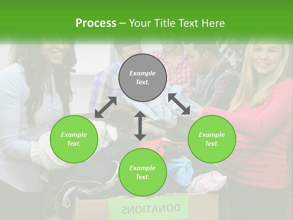 A Group Of People Standing Around A Pile Of Clothes PowerPoint Template