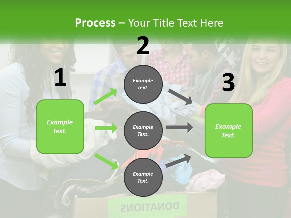 A Group Of People Standing Around A Pile Of Clothes PowerPoint Template