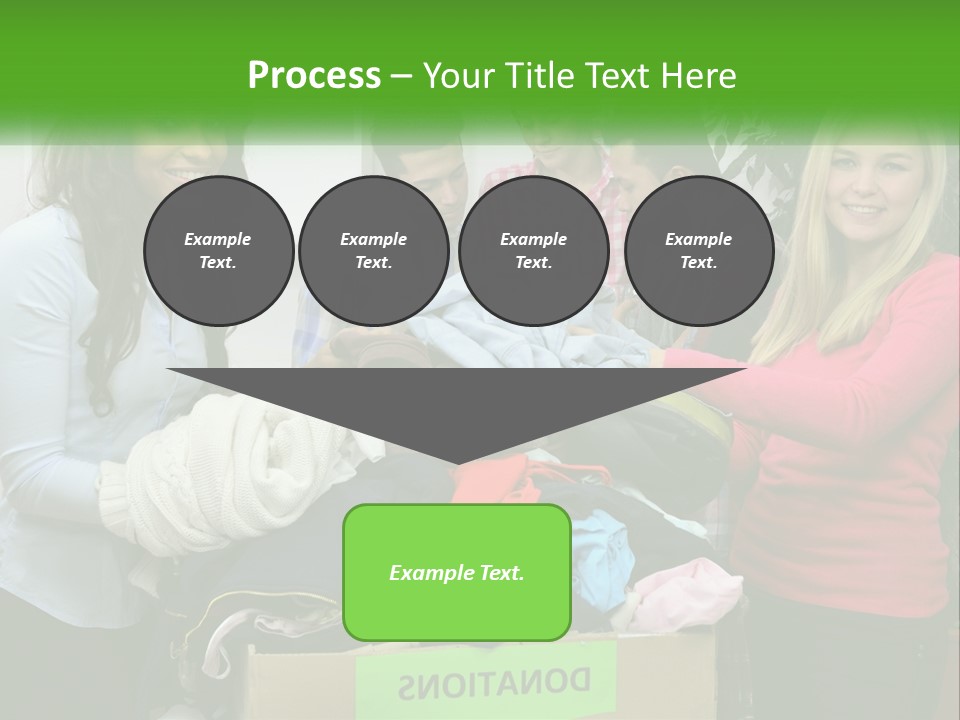 A Group Of People Standing Around A Pile Of Clothes PowerPoint Template