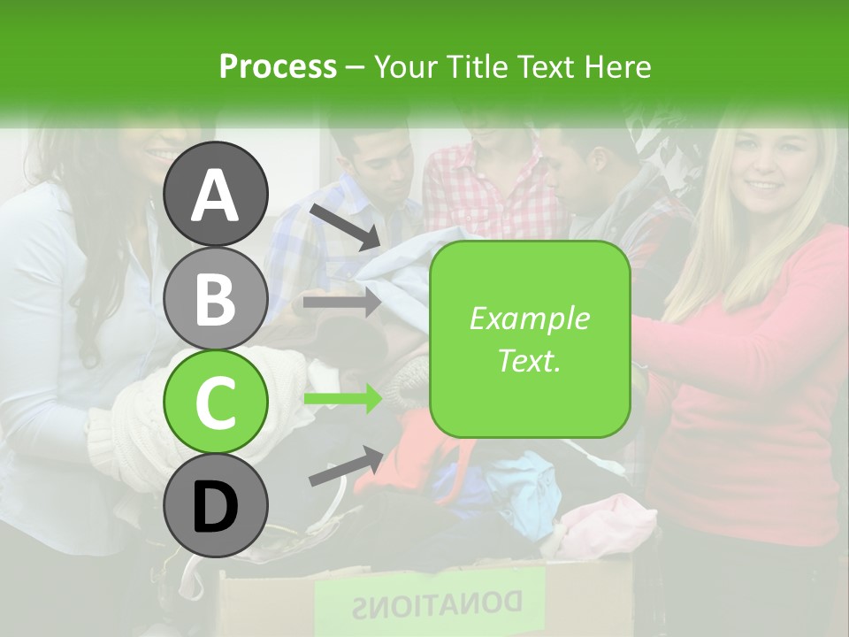 A Group Of People Standing Around A Pile Of Clothes PowerPoint Template